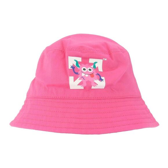 Off White Childrens/Kids Monster Bucket Hat / Pink/White